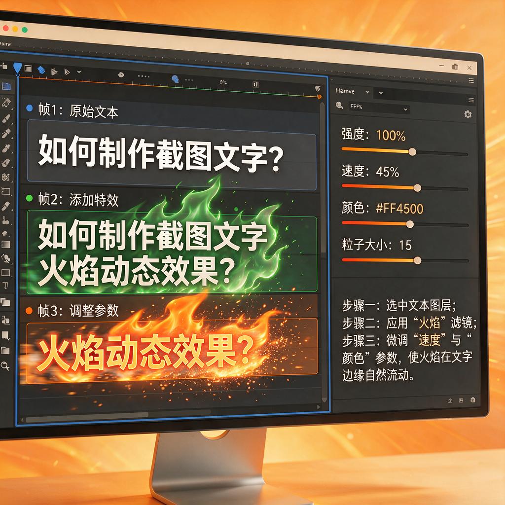 如何制作截图文字火焰动态效果？