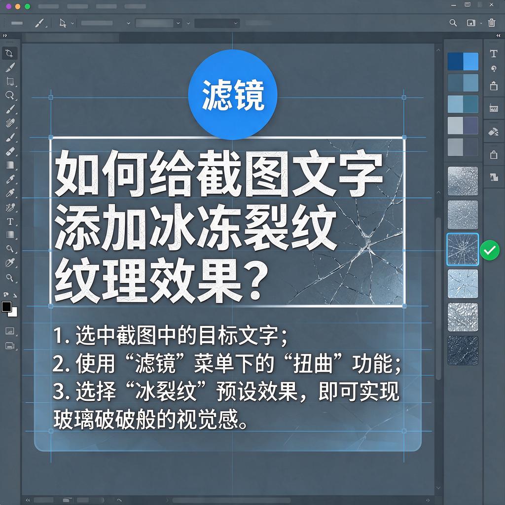 如何给截图文字添加冰冻裂纹纹理效果？