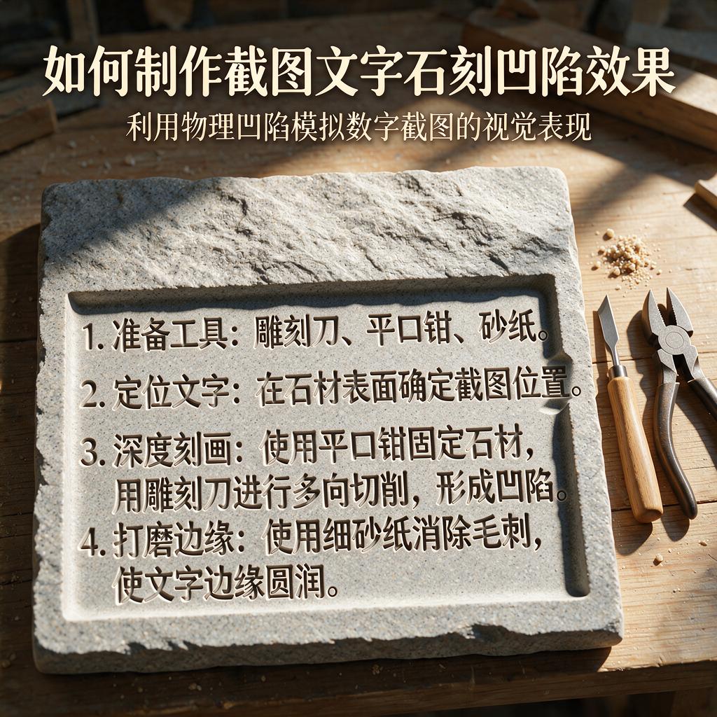 如何制作截图文字石刻凹陷效果？