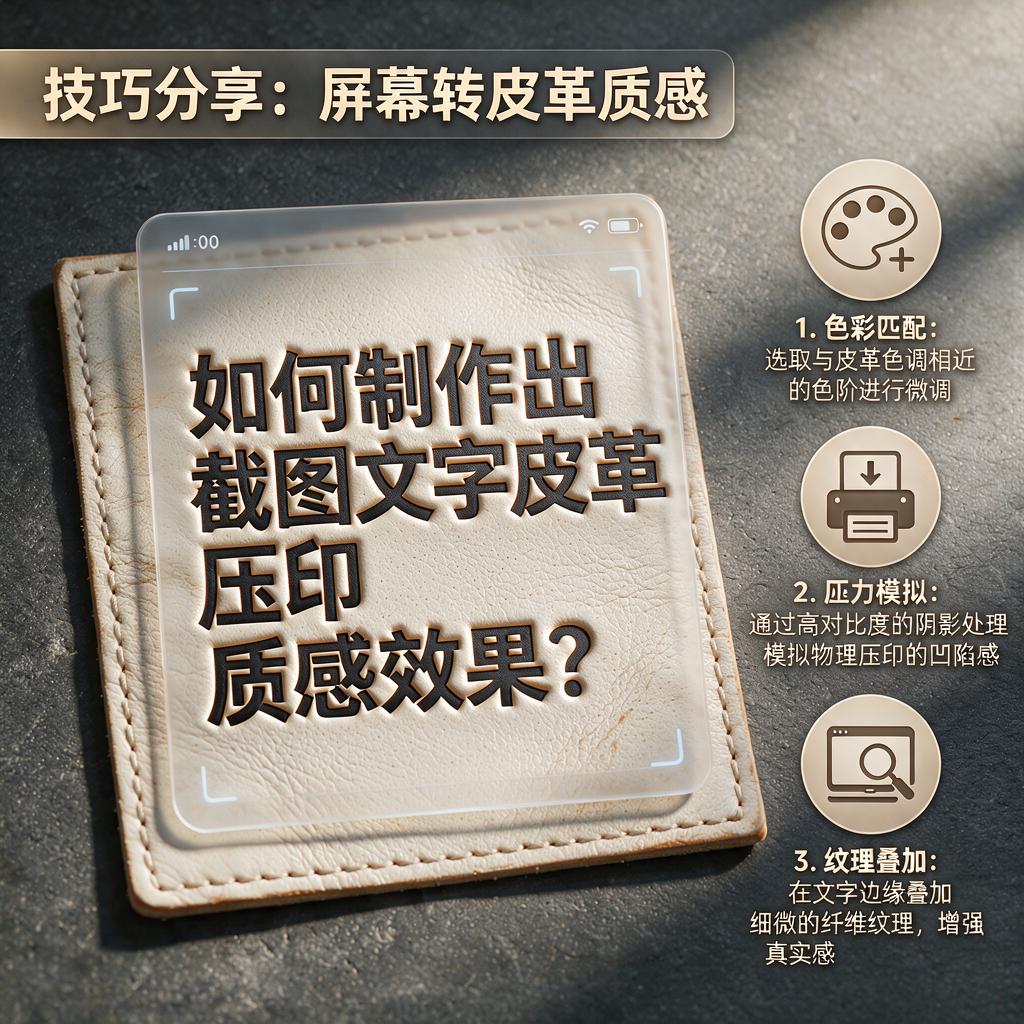 如何制作出截图文字皮革压印质感效果？