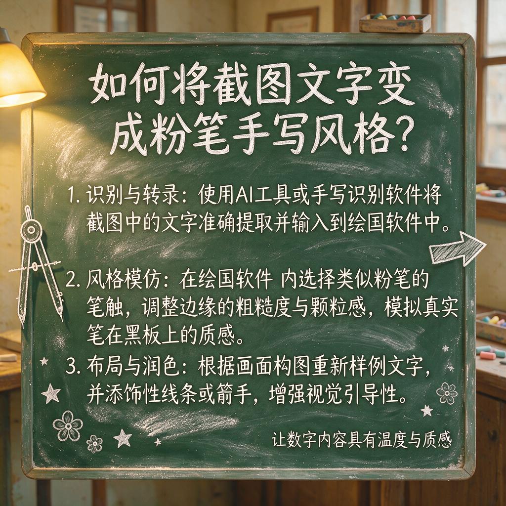 如何将截图文字变成粉笔手写风格？