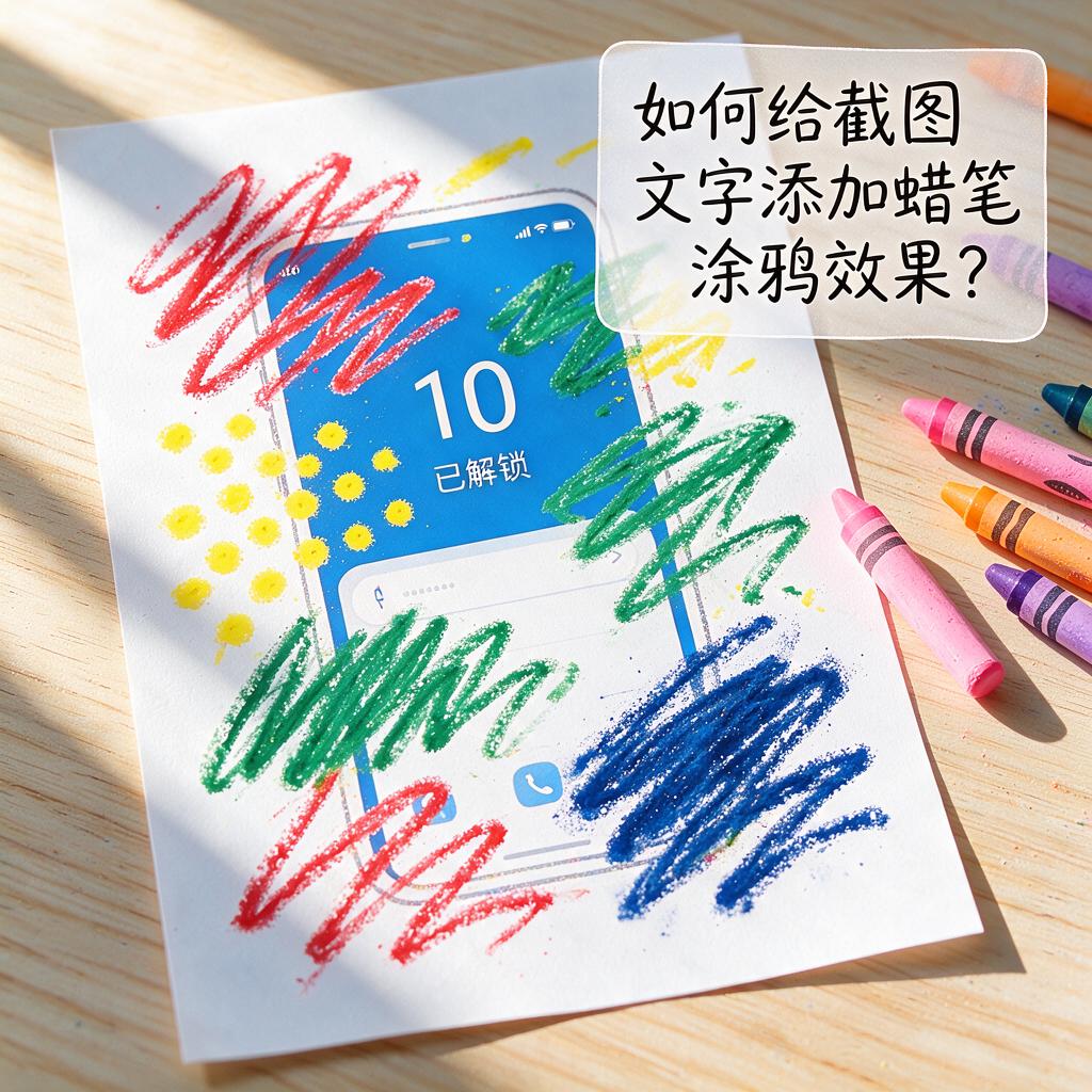 如何给截图文字添加蜡笔涂鸦效果？