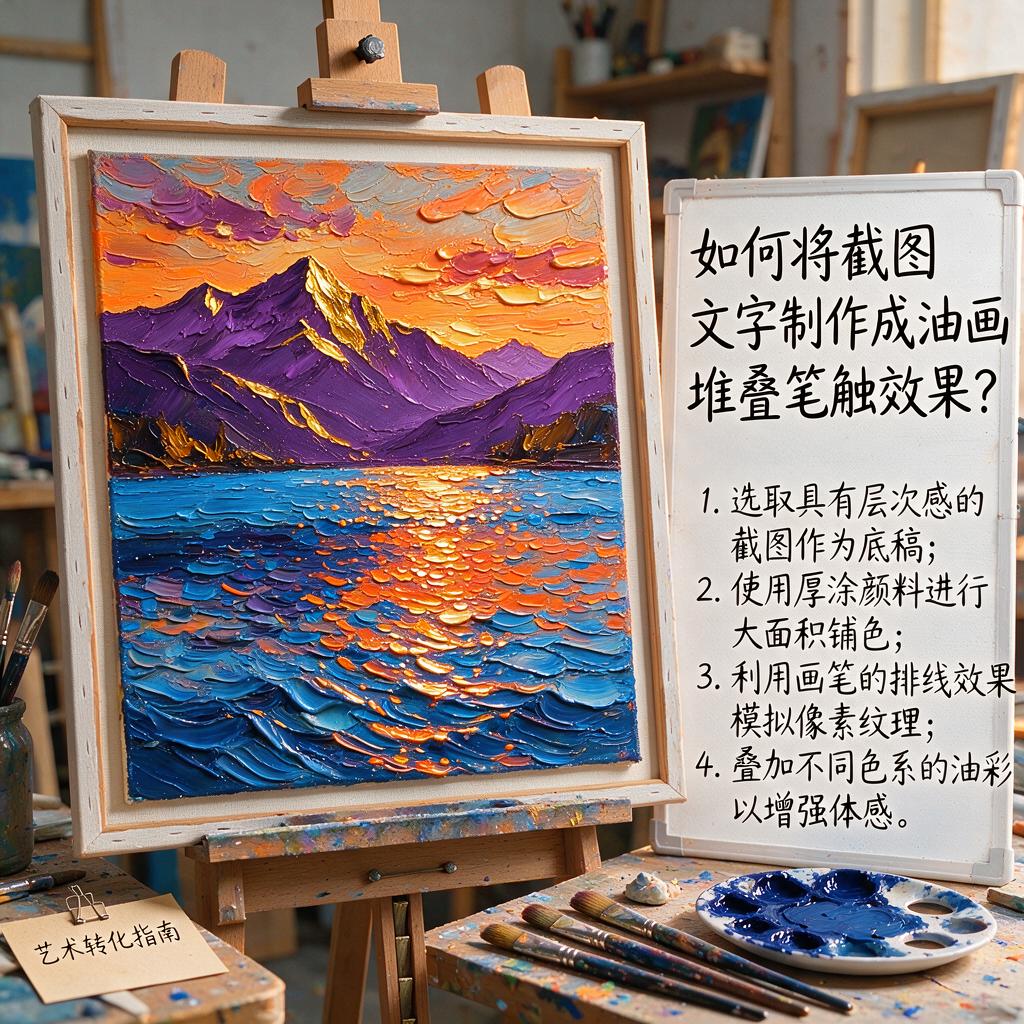 如何将截图文字制作成油画堆叠笔触效果？