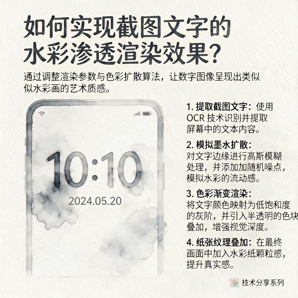 如何实现截图文字的水彩渗透渲染效果？