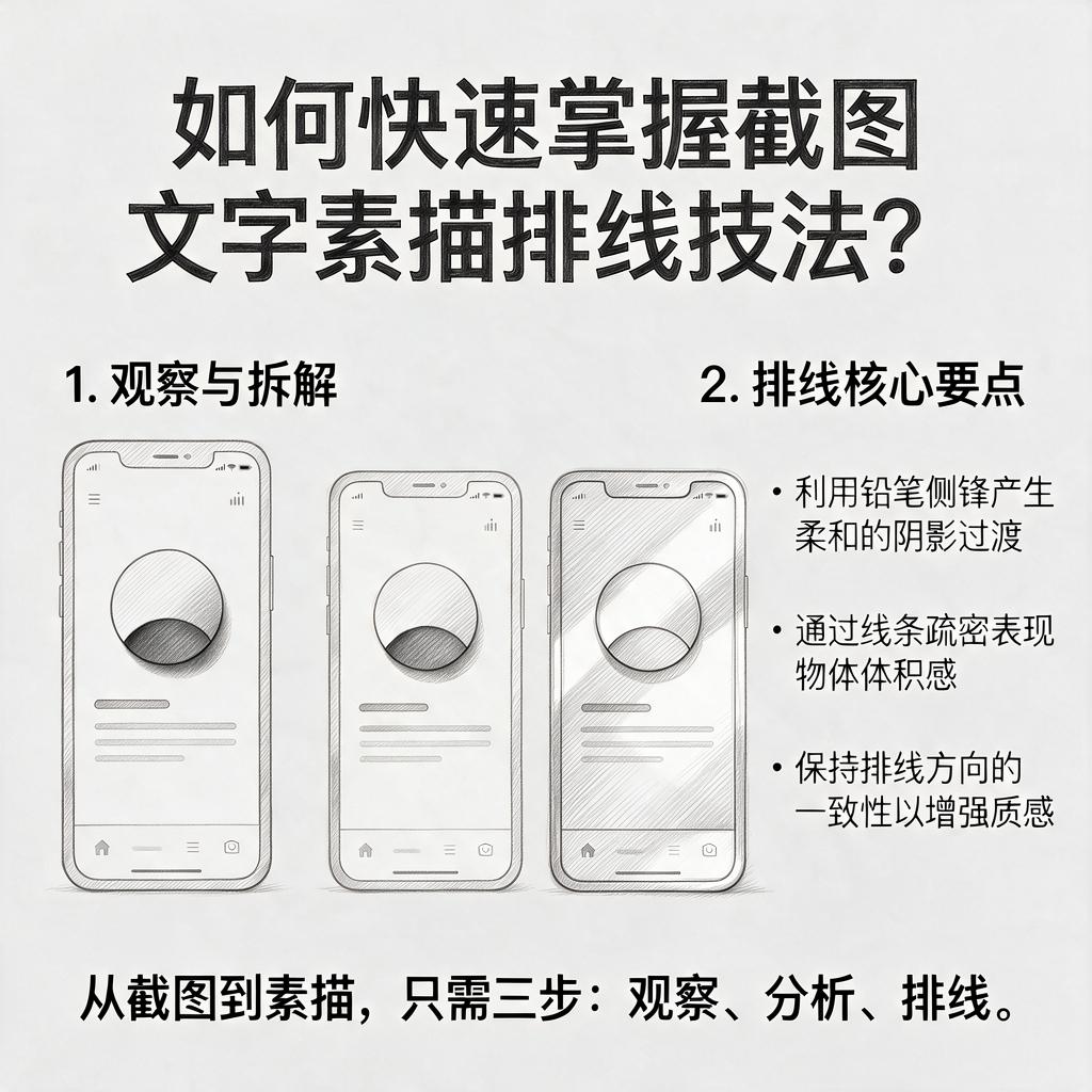 如何快速掌握截图文字素描排线技法？