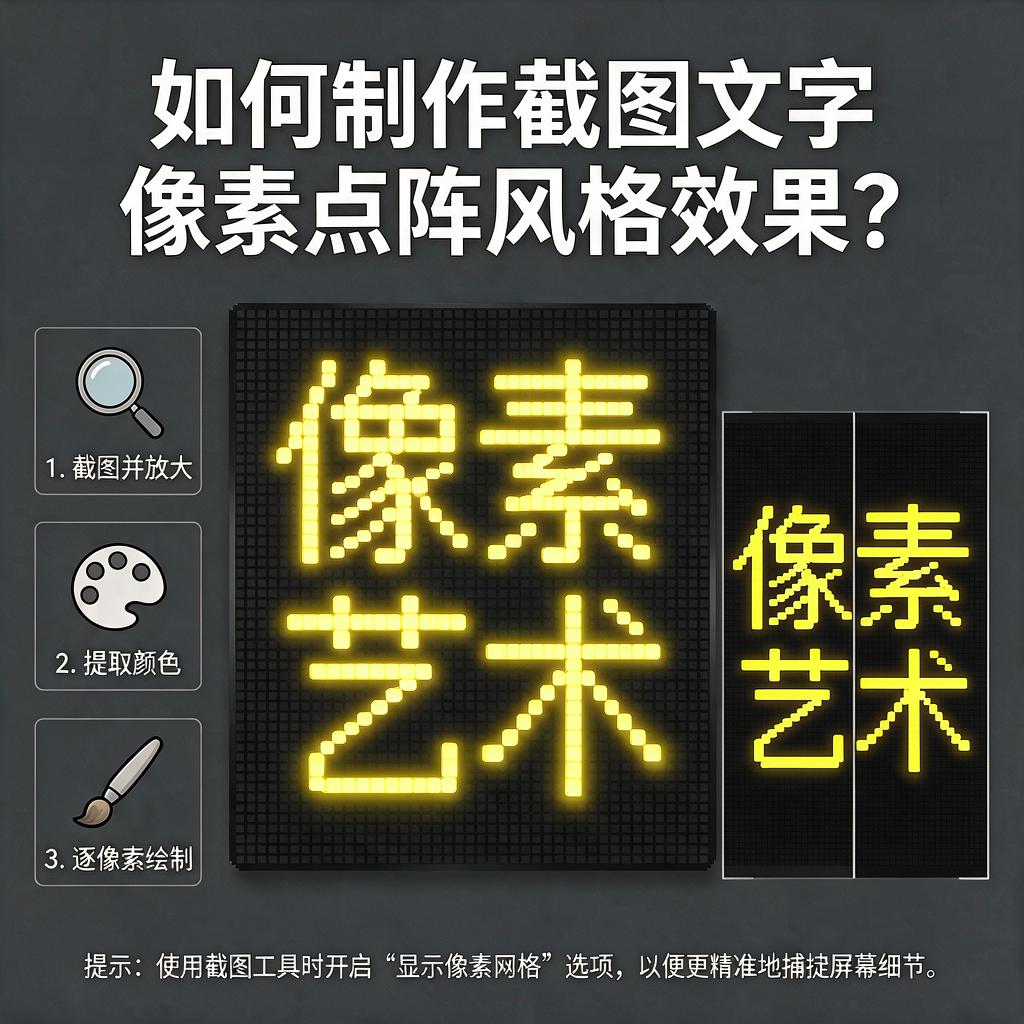 如何制作截图文字像素点阵风格效果？