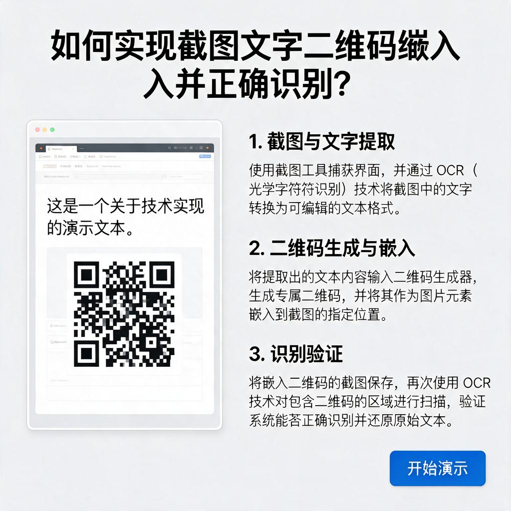 如何实现截图文字二维码嵌入并正确识别？
