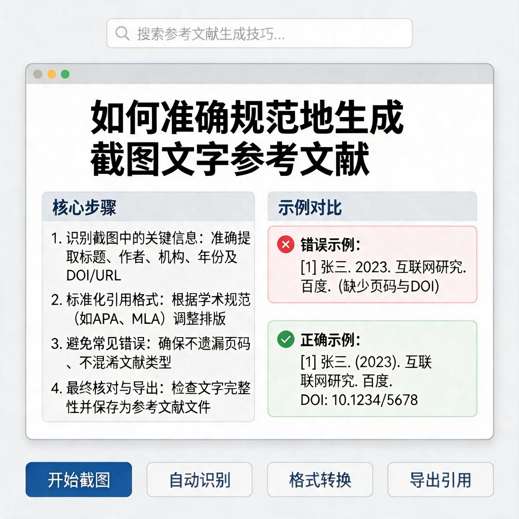 如何准确规范地生成截图文字参考文献?