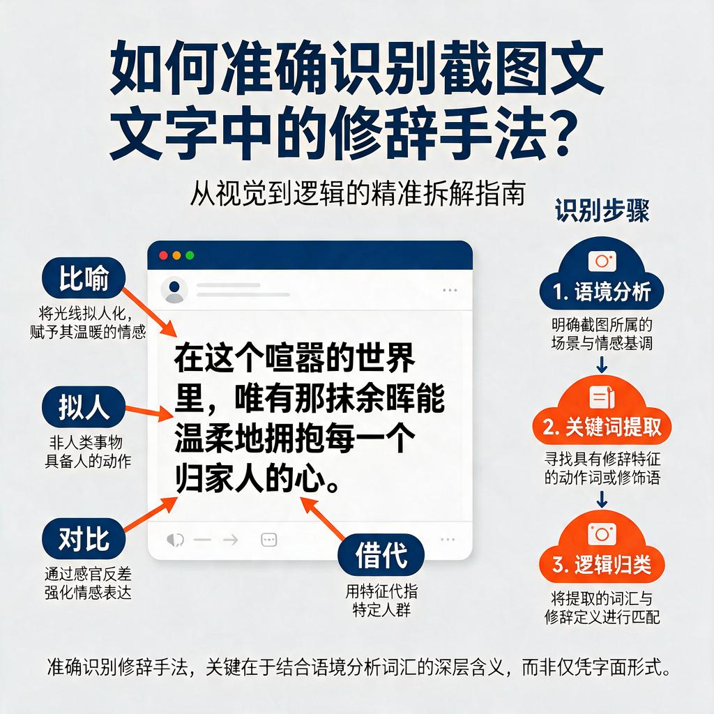 如何准确识别截图文字中的修辞手法?
