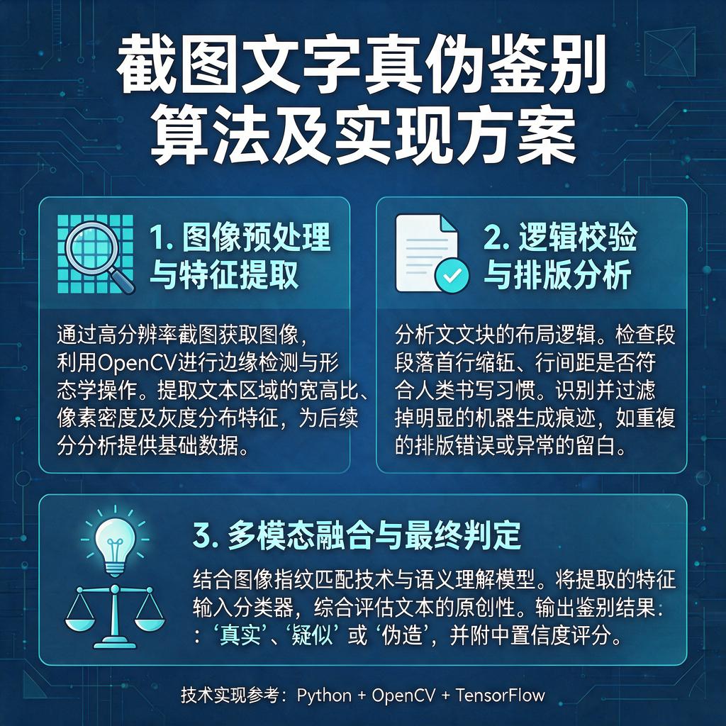 截图文字真伪鉴别算法有哪些及如何实现?
