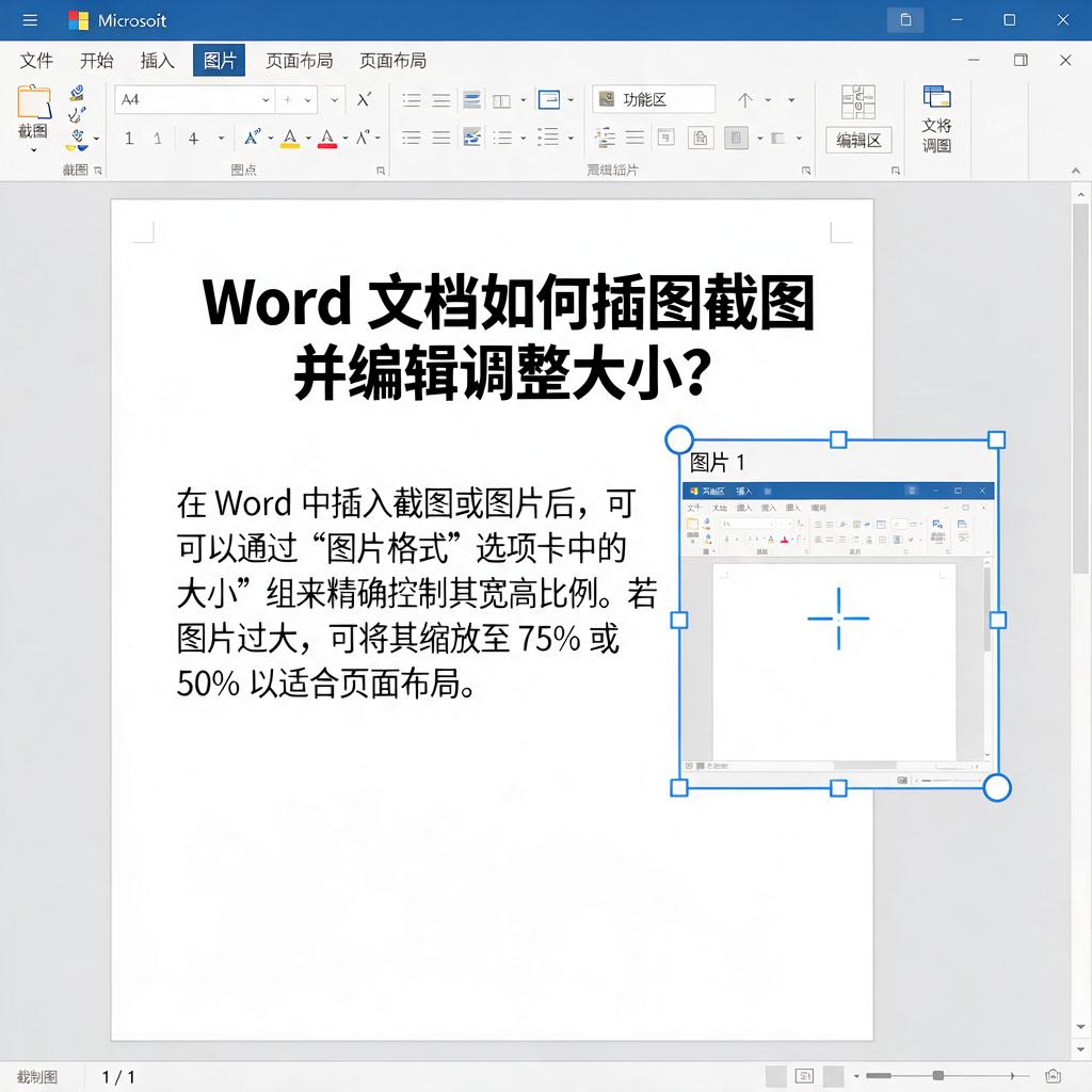 Word文档如何插图截图并编辑调整大小？